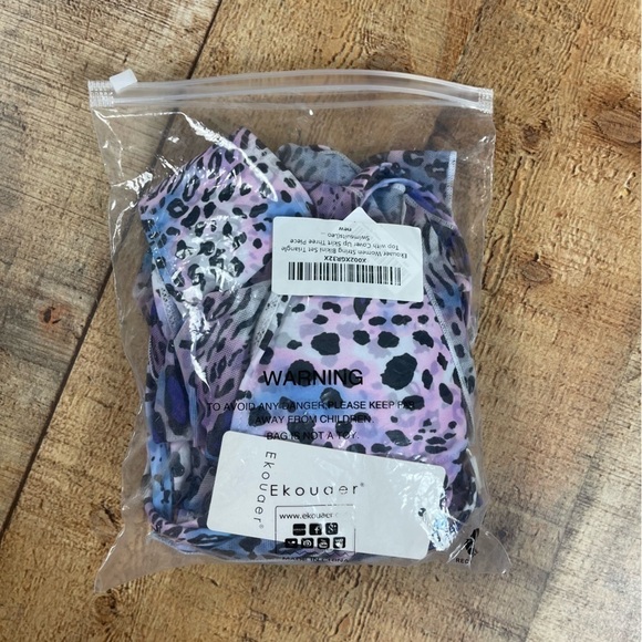 NEW Ekouaer Large Triangle Bikini Set Cover Up Tie Dye Animal Print Pastel Pool - Picture 6 of 16